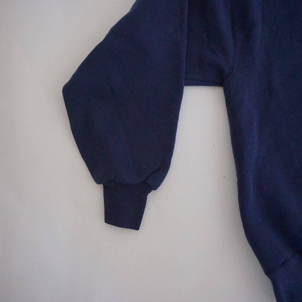 Vintage Jerzees Navy Geometric Star Quilt Embroidered Cotton Crew Sweatshirt XL - Picture 6 of 9